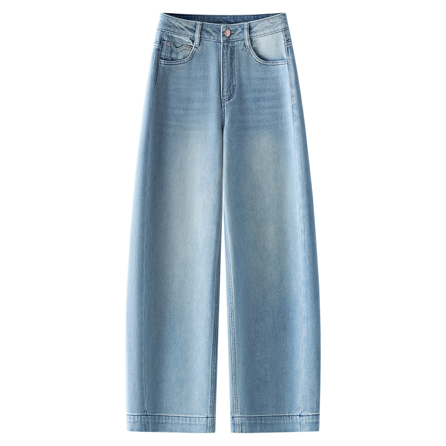 浅蓝色弯刀牛仔裤女2026新款春季慵懒松弛阔腿镰刀裤梨型身材裤子