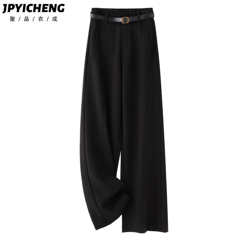 黑色西装阔腿裤女2025新款冬季高腰显瘦宽松休闲垂坠感拖地直筒裤