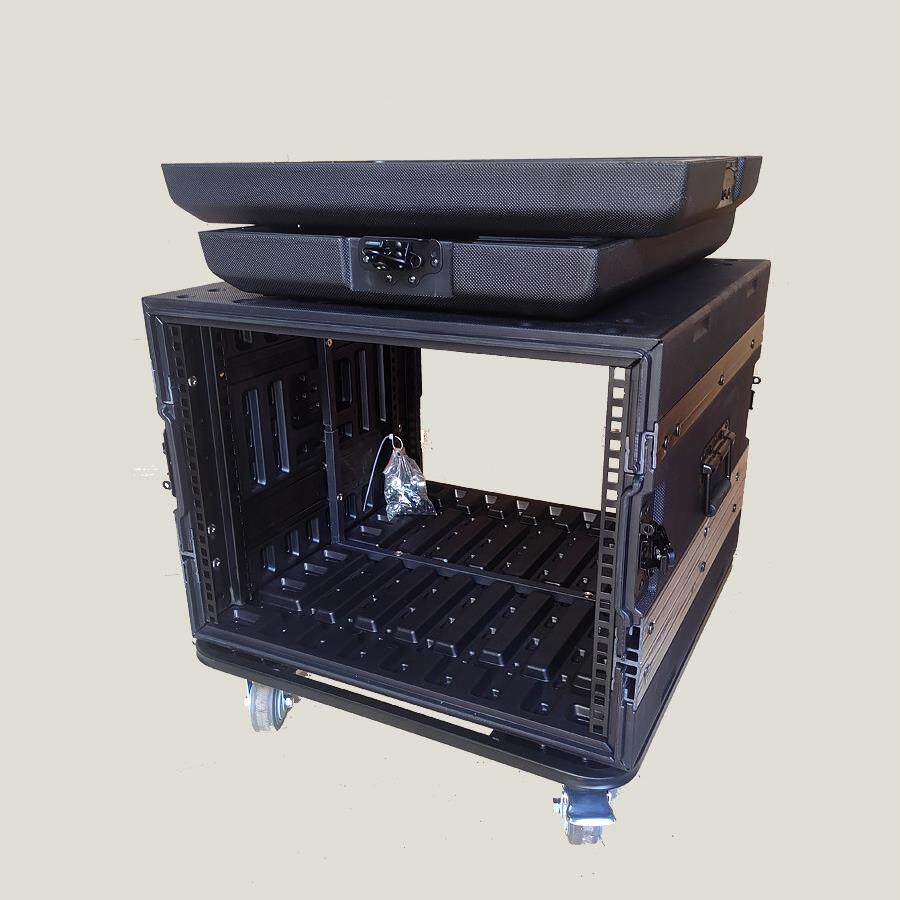 新款PE塑料53cm加深款8U航空箱功放设备保护箱工程机柜带轮板