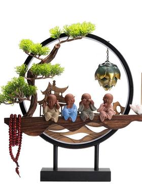 新中式客厅摆件高端大气灯圈倒流香陶瓷创意玄关桌面家居装饰摆设