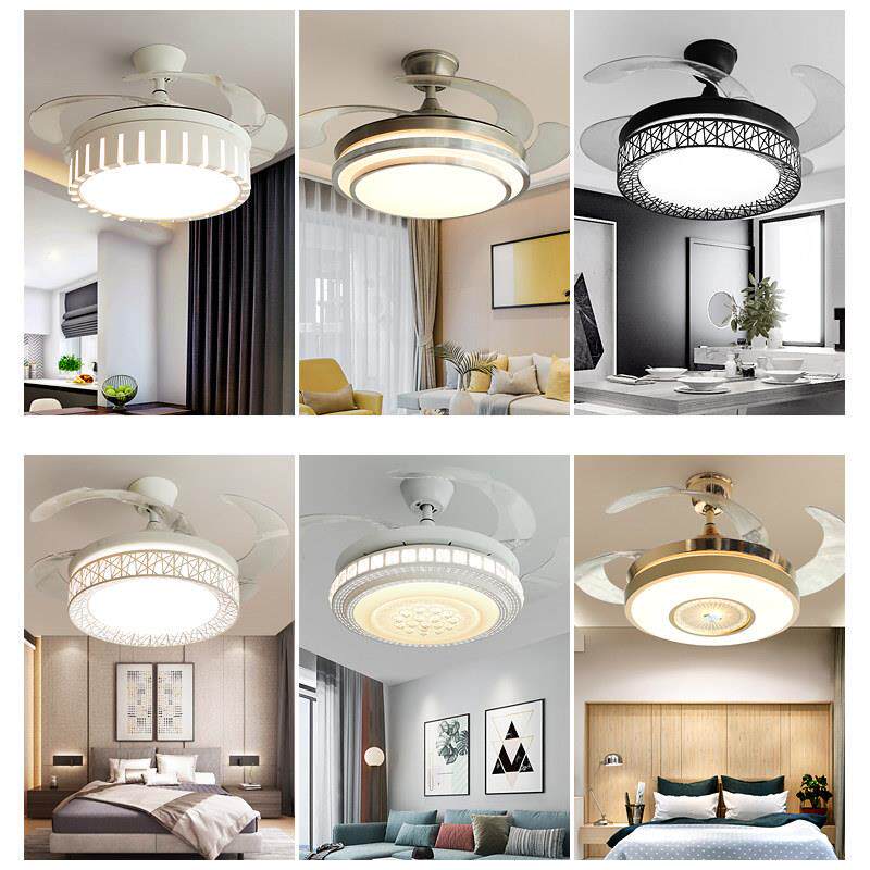隐形风扇灯餐厅现代简约吊扇灯客厅变频静音带电扇吊灯卧室家用灯