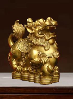 全铜貔貅摆件一对客厅玄关装饰家居店铺办公室工艺品皮休礼品中式