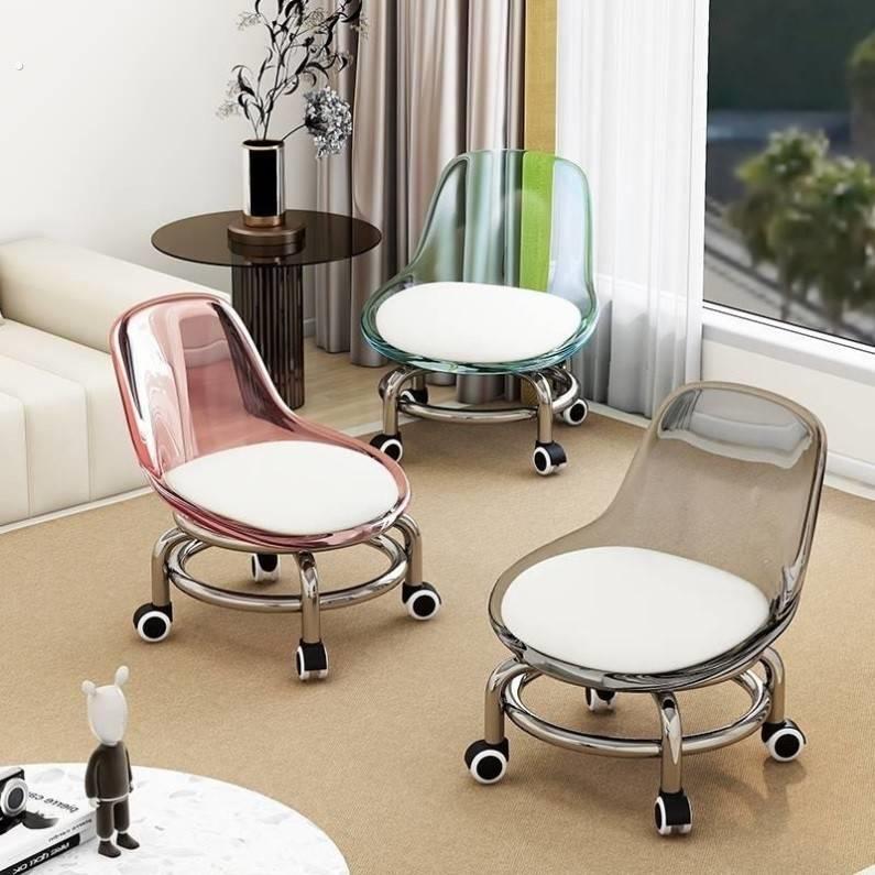 滑轮矮凳带万向轮小凳子家用圆换鞋板凳带娃儿童懒人静音靠背椅子