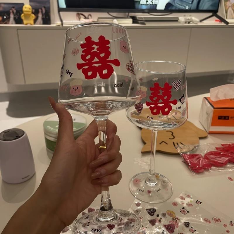 超大结婚红酒杯创意婚宴用品高脚杯手绘涂鸦diy新婚礼物敬酒杯