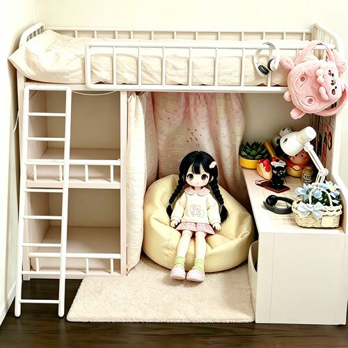 六分娃屋！bjd娃屋棉花娃娃家具微缩场景小屋道具小屋上下铺摆件
