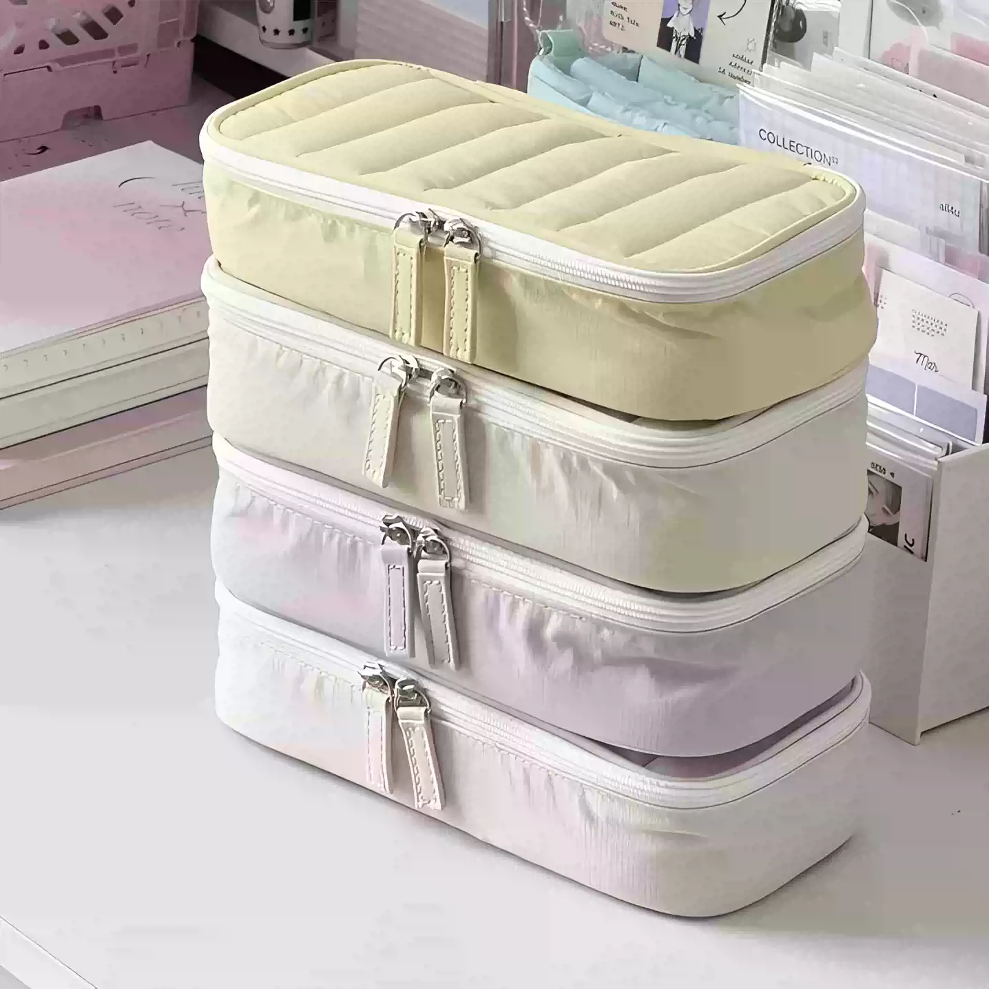 黄色笔袋女生多功能大容量ins风