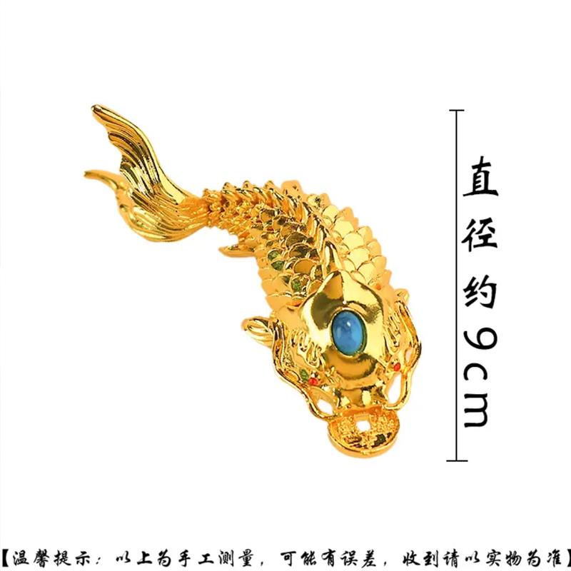 2024年新款好运中式手工雕刻鎏金锦鲤金鱼招财龙年家居摆件手把件