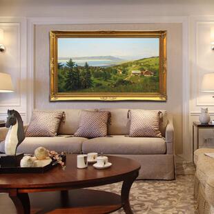 手绘高档别墅客厅风景油画欧式装饰画 世界名画霍德勒-博登湖N270