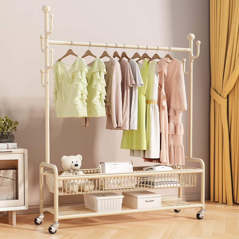 衣架落地卧室挂衣架可移动带轮家用室内网红轻奢晾衣架简易衣帽架
