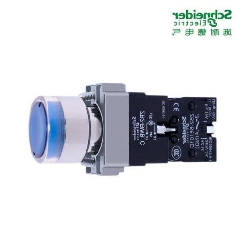 蓝色LED型平头自复带灯按钮XB2BW36M1C=ZB2BWM61C+ZB2BW36C