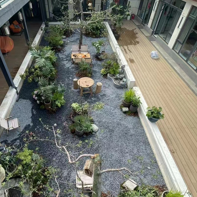 黑色砾石 园林装饰市政工程铺路小石子日式枯山水布景灰水磨石头