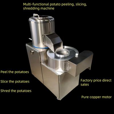 Commercial potato peeling, slicing and shredding machine