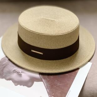 草帽男太阳遮阳帽男女通用平顶防紫外线平沿防晒休闲百搭欧美大头