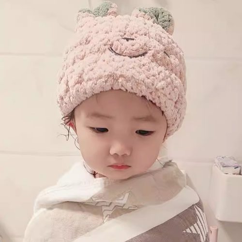 儿童干发帽超强吸水速干包头巾婴儿浴帽加厚毛巾菠萝格厚宝宝女童