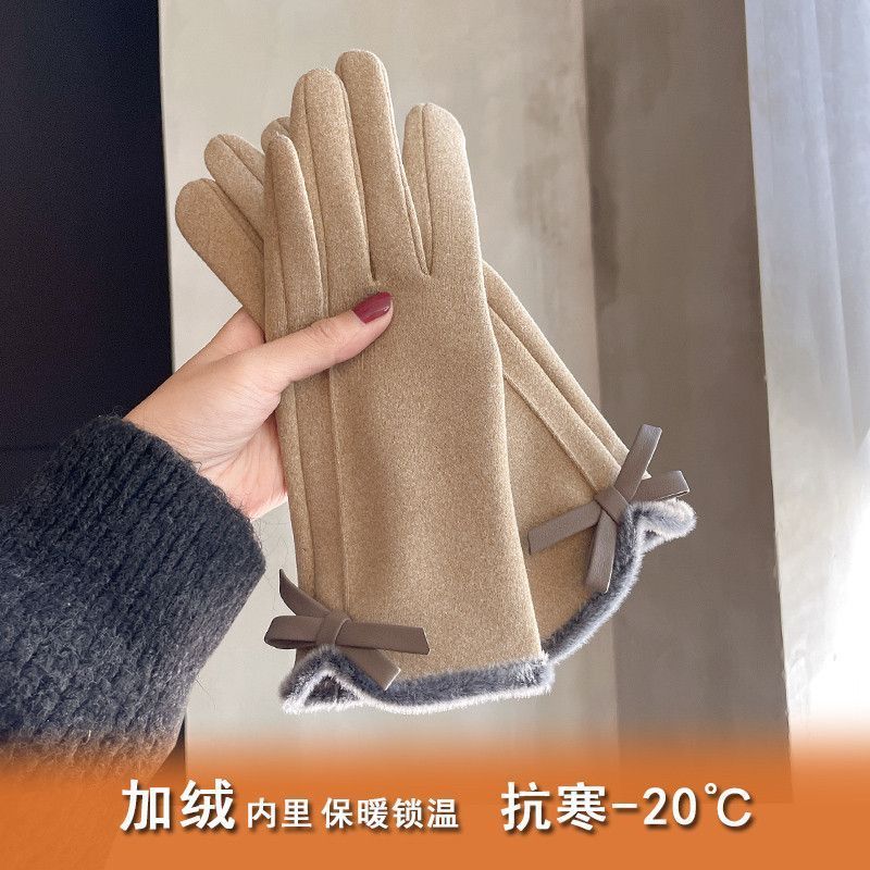 冬天手套女士秋冬季加厚加绒手套保暖防寒电动车骑行防风新款触屏