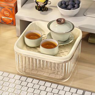 工位一人茶盘小茶具办公室泡茶神器过滤桶小型沥水年轻人的茶托盘