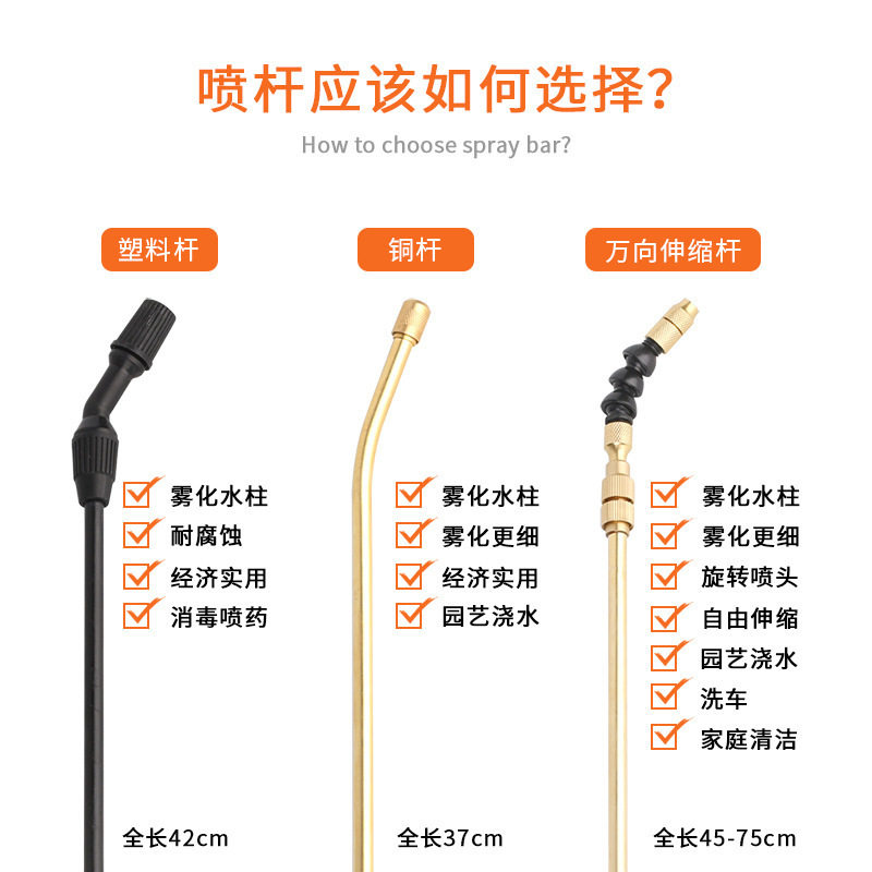 喷雾器配件手动喷杆背挂式打压喷壶开关手柄喷头伸缩杆拖拉机