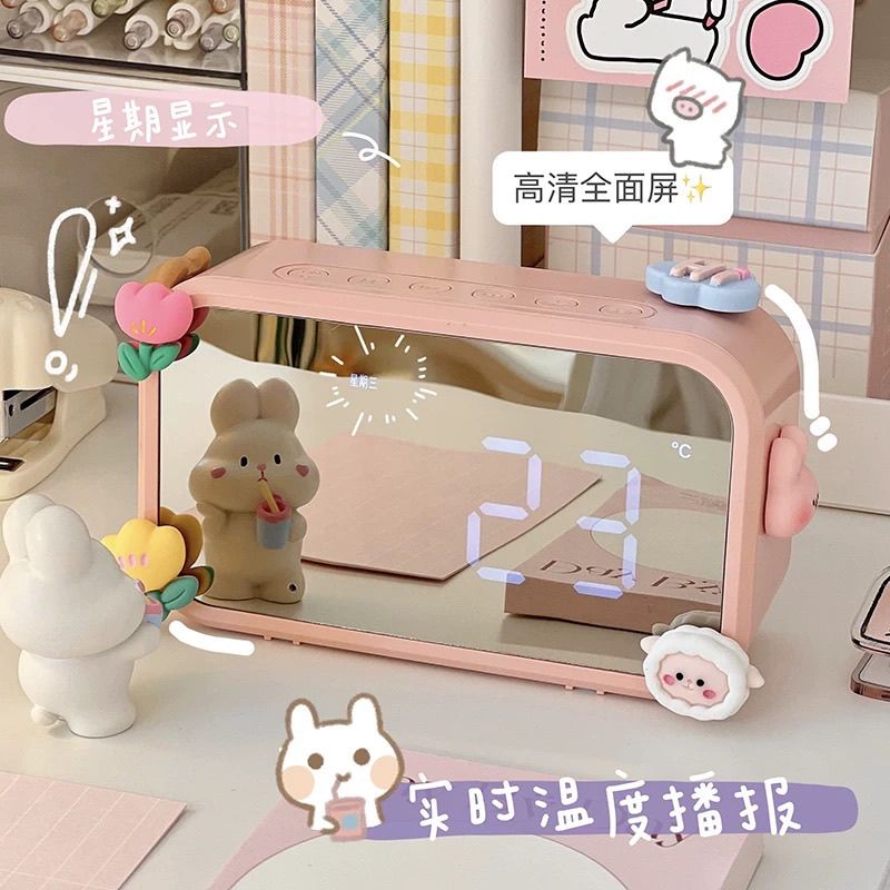 桌面台式闹钟音箱无线蓝牙音响大音量学生多功能叫醒神器闹铃时钟