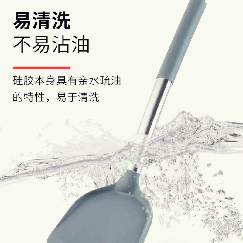 新款矽胶手柄15件套装厨房用具矽胶铲火锅汤勺烹饪烘焙不锈钢厨具