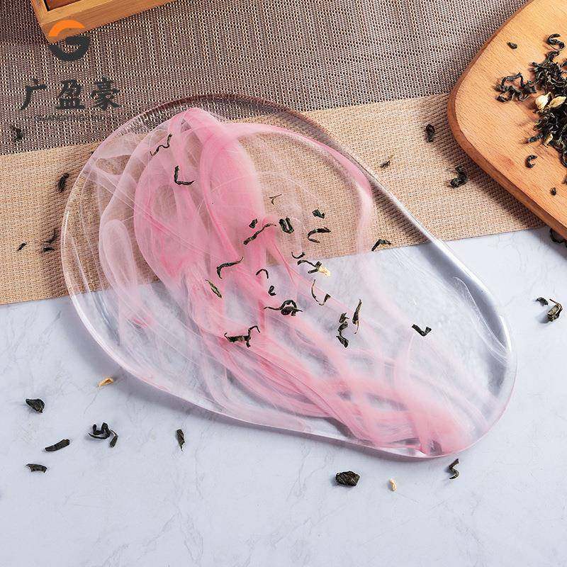 日式水墨纹云朵干泡台壶承磨砂玻璃冰冻烧茶托茶杯垫点心盘寿司盘,餐饮具,茶盘,淘宝优惠券,粉丝福利购,淘宝优惠卷