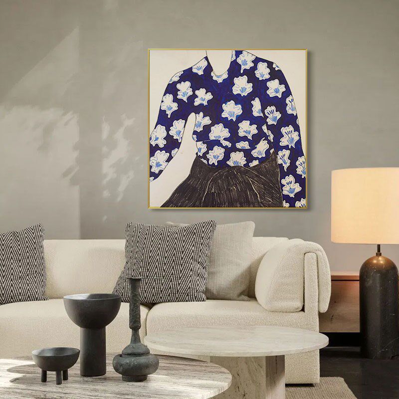 hold住百变风格现代艺术人物E画卧室墙面竖版装饰画样板间挂