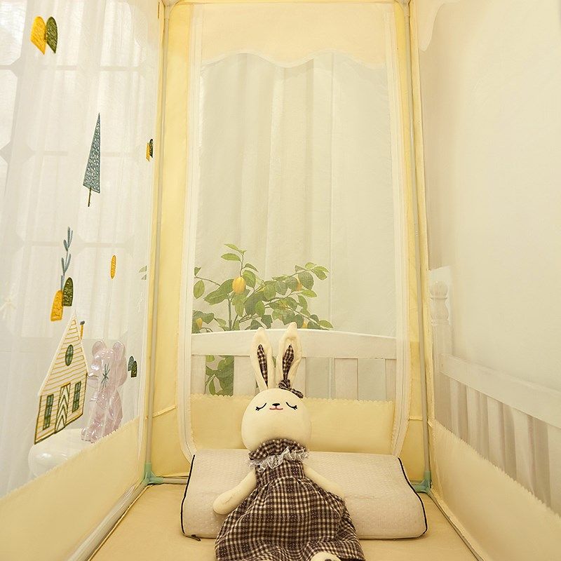 新款儿童床防e摔蚊帐家用婴儿防掉床蒙古包全包底拼接床可定制尺