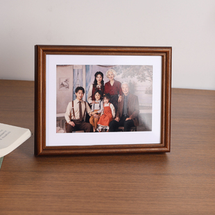 实木相框摆台全家福高级感木质空框B6寸7寸8寸相片做成相框定制di