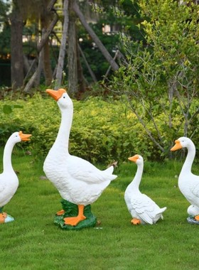 造景。园林雕塑摆件饭店大白鹅开业农庄桌面场景仿真商.店游乐场