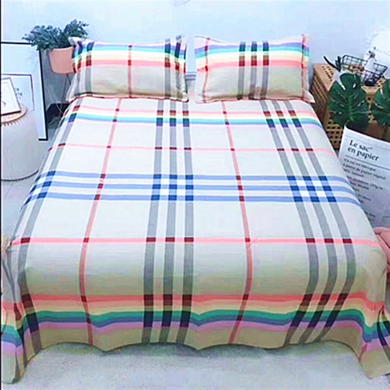 100%全棉斜纹被套 单件1.s8m2米单双人200x230学生单人蓝格1.5被