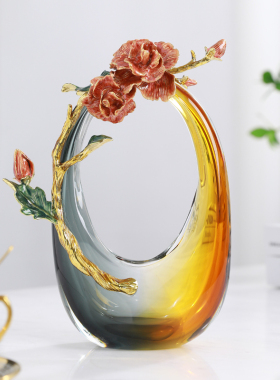 现代轻奢琉璃花瓶摆件p珐琅彩客厅玄关酒柜电视柜装饰家居饰品高