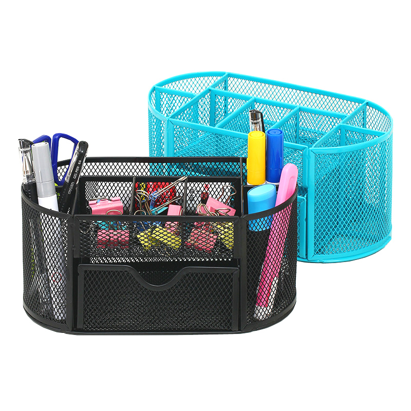 彩色创意时尚学生桌面收纳笔筒多功能简约金属铁网大容量可爱笔筒