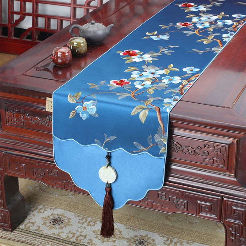 新中式玉佩流苏简约田园桌旗餐桌茶G几布艺床旗台布刺绣桌布定制,居家布艺,桌旗,淘宝优惠券,粉丝福利购,淘宝优惠卷