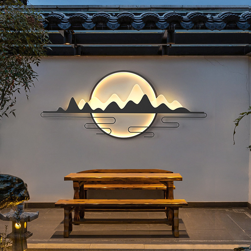 户外灯防水新中式别墅庭院花园园林景观灯太阳能S造景山水装饰壁