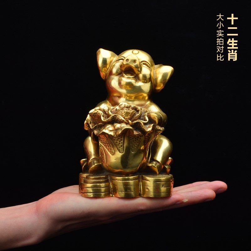 黄铜十二生肖摆件全套铜鼠u牛虎兔龙蛇马羊猴鸡狗猪摆饰工艺礼品