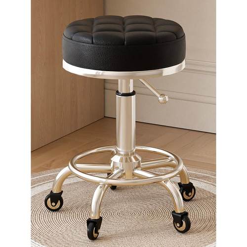 升降转椅圆凳美发美甲椅子美容凳子滑轮理发店椅美容院专用圆凳子