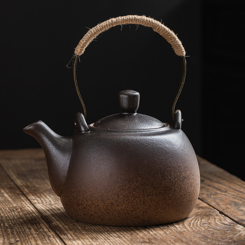 精选复古日式陶瓷烧水壶提梁煮茶壶电陶炉电热养生壶白茶黑茶粗陶