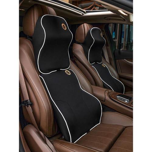 汽车腰靠腰垫记忆棉腰枕靠背护腰腰部支撑靠垫车用座椅头枕套装