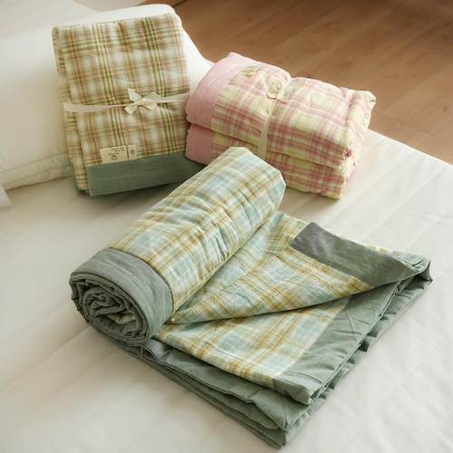 32支水洗棉被子 内里棉花填充 日系格子夏凉被空调被 可机洗