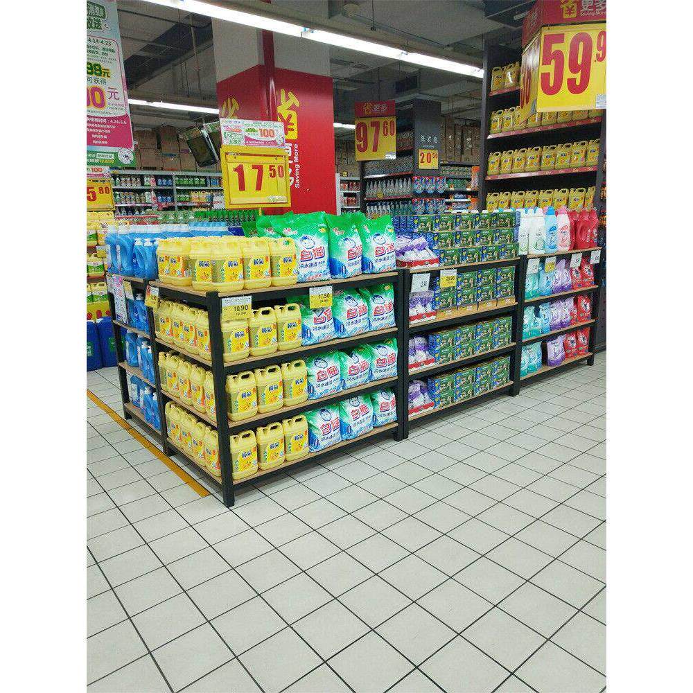 超市牛奶堆头展示架饮料促销台陈列架钢木货架加厚礼品盒洗化地堆