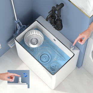 卫蓝经典拖把池陶瓷洗拖把池拖布池 落地式 家用阳台地拖盆墩布池