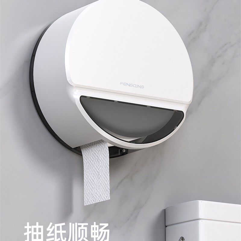 大盘纸巾盒商用公共卫生间厕所大卷纸盒壁挂式免打孔酒店厕纸盒子