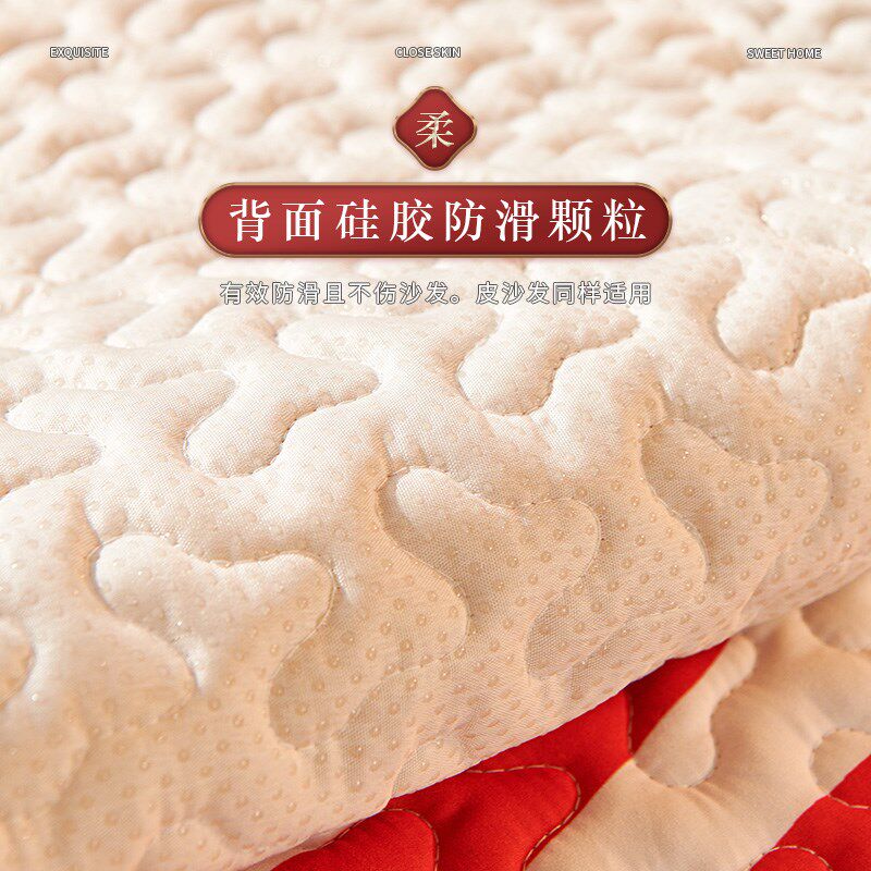 国潮红色沙发垫过年喜庆氛围布置沙发坐垫防滑四季通用沙发套罩巾