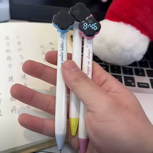 四叶草创意电子时间中性笔高颜值