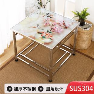 新款 桌架子 家用不锈钢取暖烤火桌子正四方形冬季 电炉餐饭折叠组装