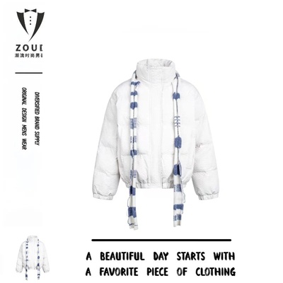 美式复古撞色宽松棉服外套