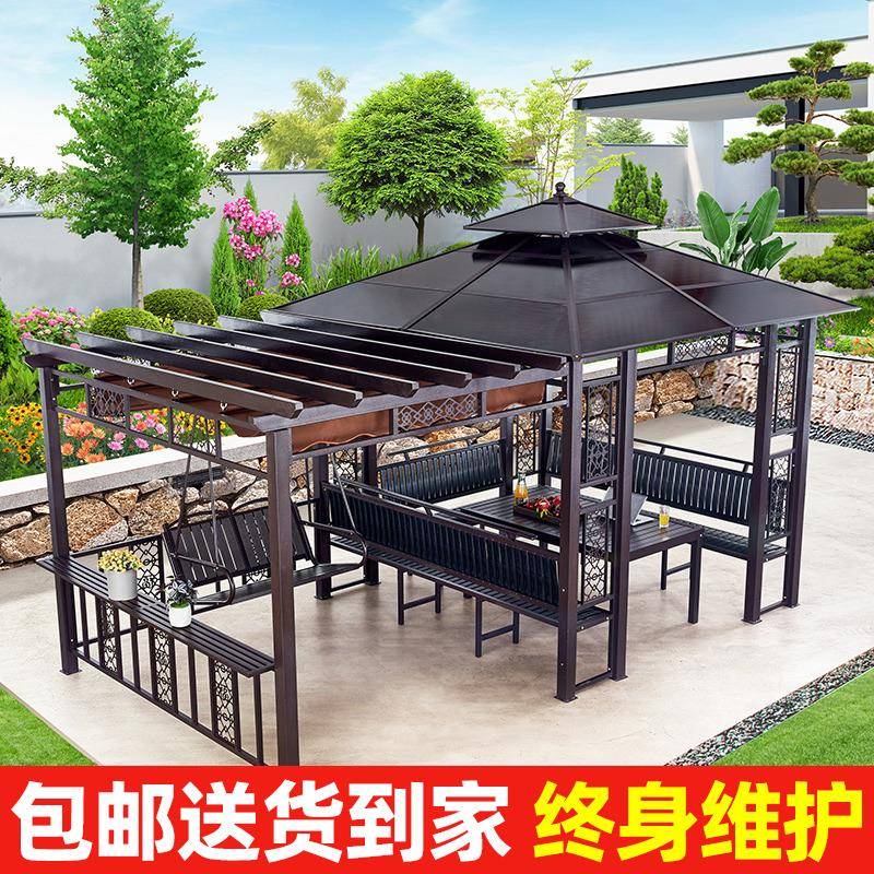 凉亭户外庭院葡萄架别墅休闲铝合金防腐木农村院子室外露台花园亭