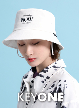 KEYONE2025春夏新款时尚刺绣渔夫帽防晒帽男女同款印花遮阳帽