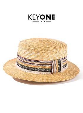 KEYONE细麦秆民族风平顶草帽