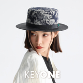 KEYONE2025春夏新款 原创设计小众个性 显脸小礼帽提花老钱风草帽女