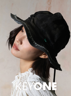 KEYONE2025新款复古英伦风前进慵懒腔调褶皱肌理毛边渔夫帽